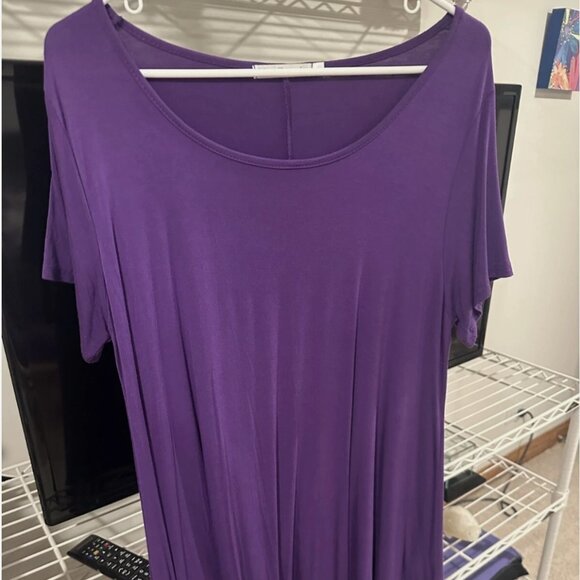 Ladies Jollielovin Short Sleeve Tunic Top- Purple- Large - Picture 1 of 1